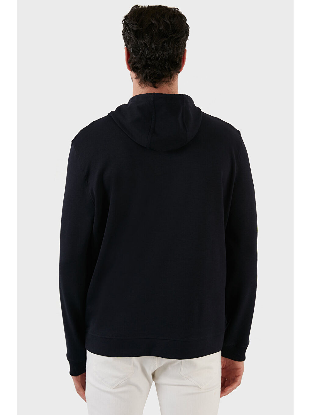 Lacivert Baskılı Pamuklu Kapüşonlu Yaka Kanguru Cepli Sweat 6141003B-4
