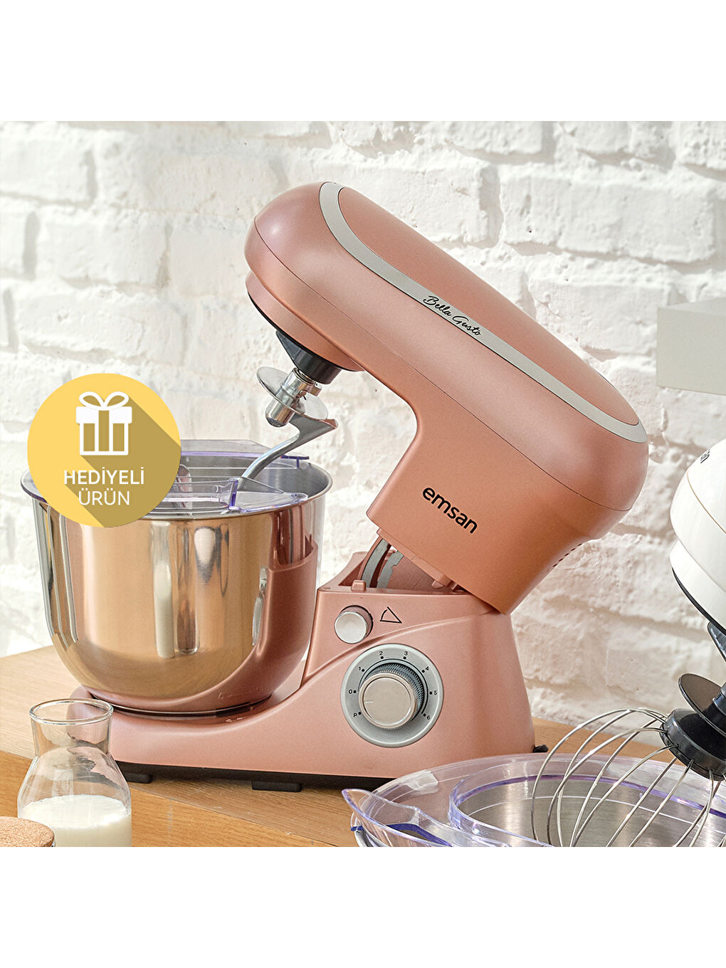 Bella Gusto Golden Pink Hamur Yoğurma Makinesi 1300W 5L-8