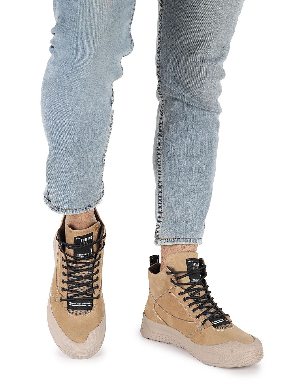 Bej 152-16249 Deri Erkek Casual Bot Ayakkabı-1