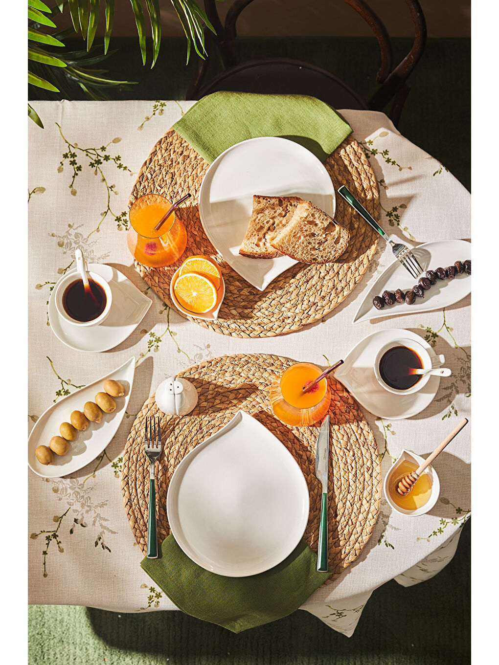 Beyaz Leaf 32 Parça 6 Kişilik Kahvaltı/Servis Takımı-8