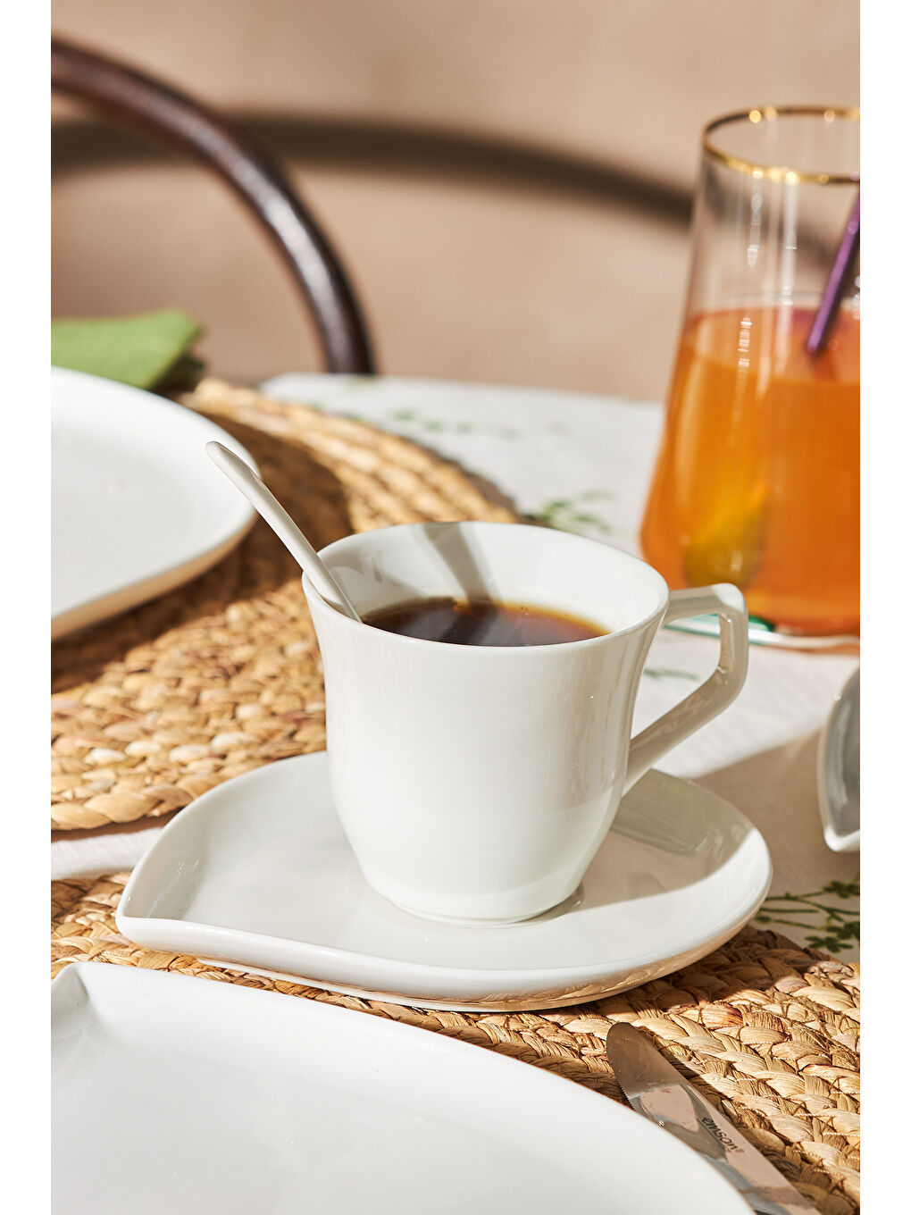 Beyaz Leaf 32 Parça 6 Kişilik Kahvaltı/Servis Takımı-9