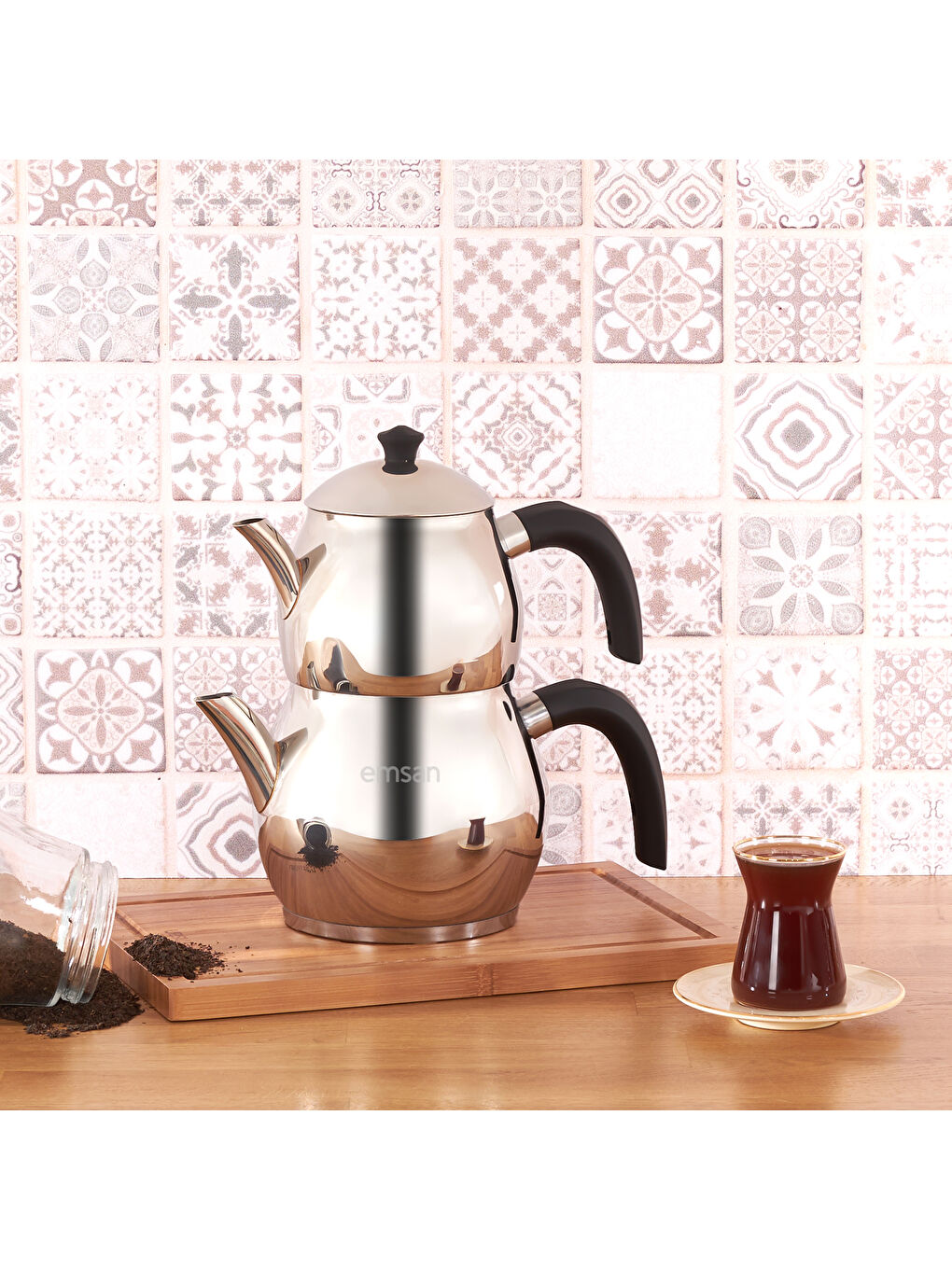 Cemre Maxi Siyah Çaydanlık Takımı 1.0-2.0Lt-6