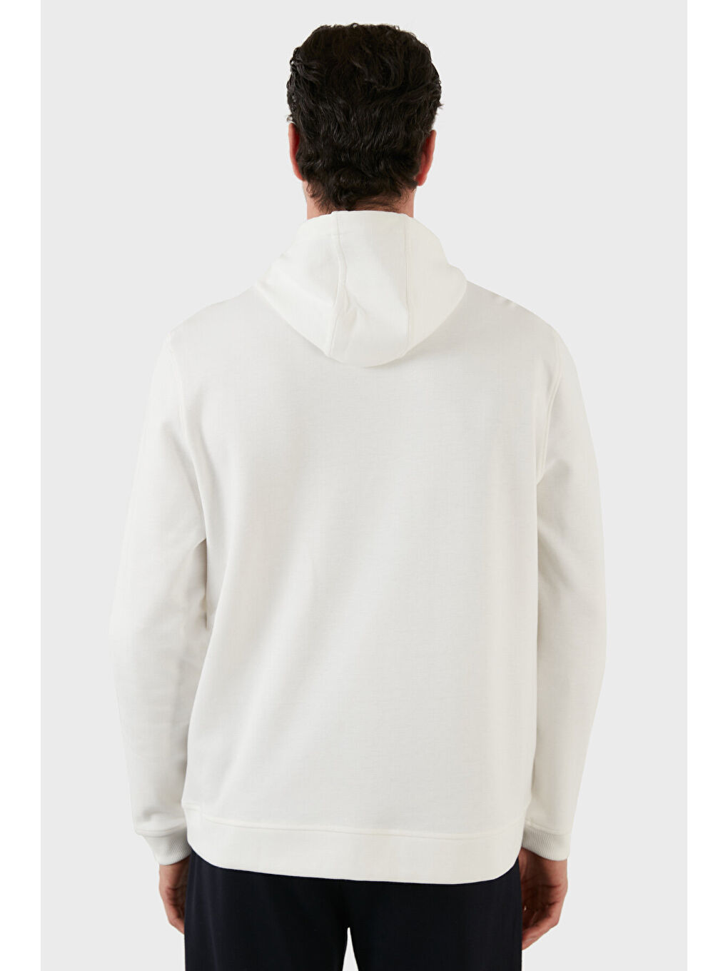 Ekru Baskılı Pamuklu Kapüşonlu Yaka Kanguru Cepli Sweat 6141003B-3