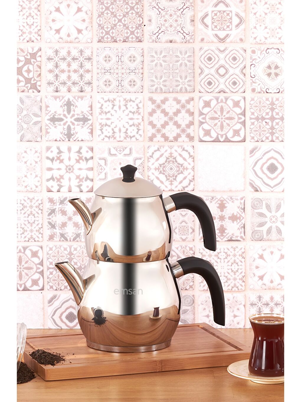 Cemre Maxi Siyah Çaydanlık Takımı 1.0-2.0Lt-3