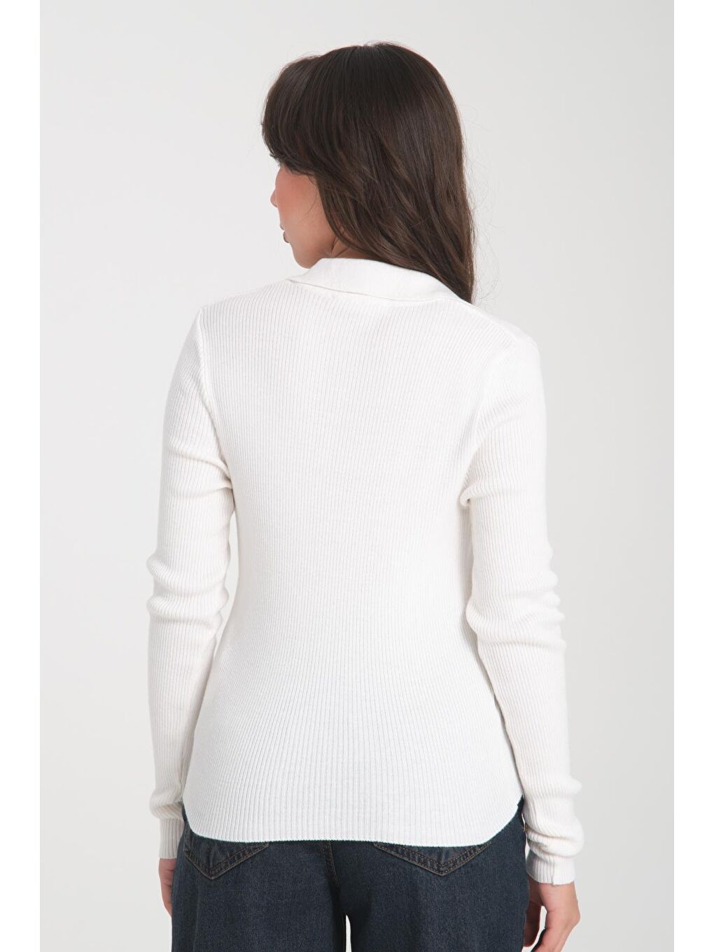 Ekru Polo Yaka Kazak-4