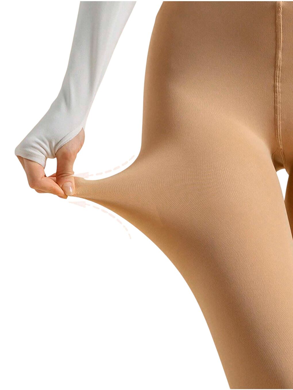 Standart Kalıp Bej Kadın Termal Pelüş Tayt-1