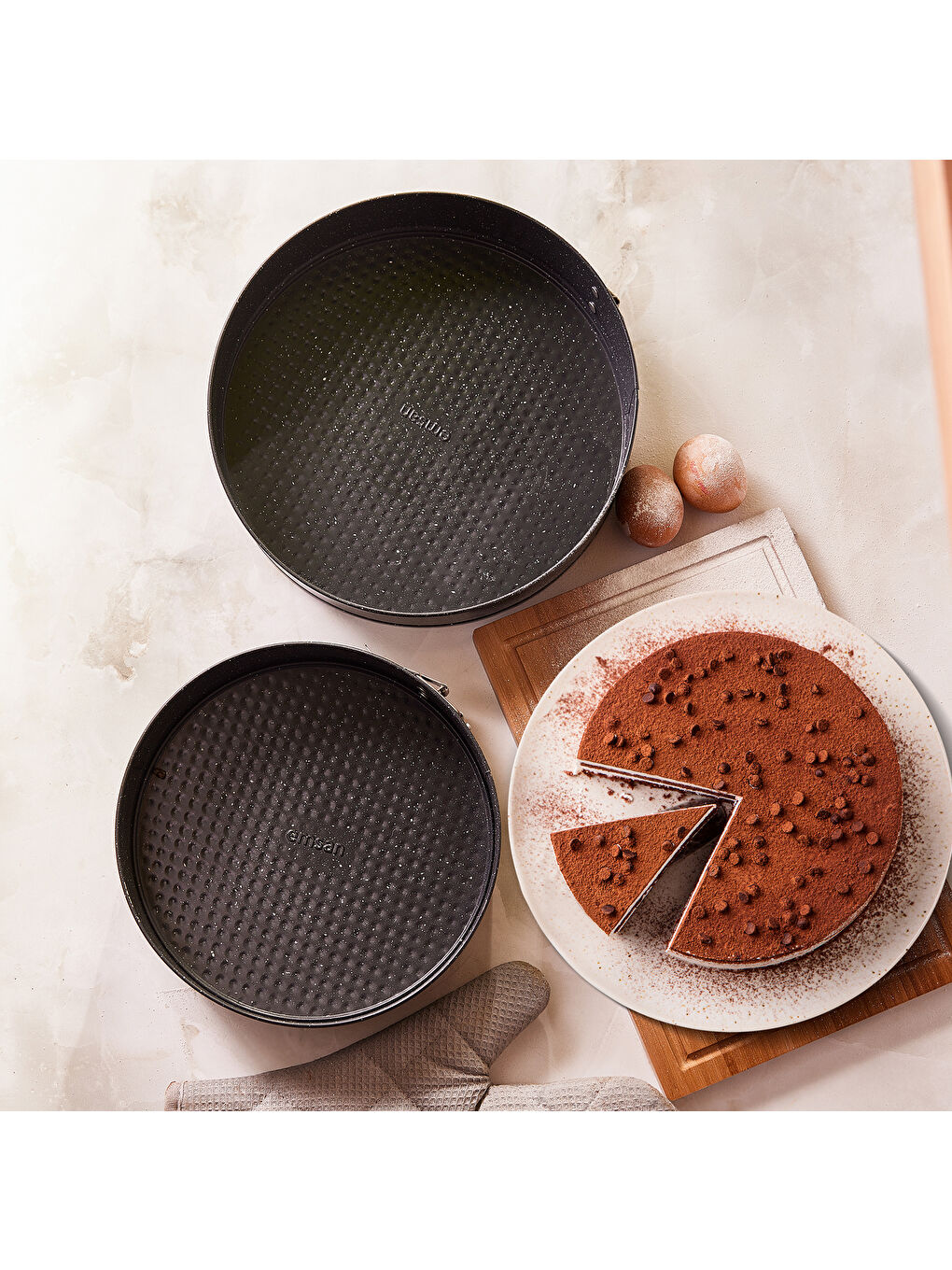 Siyah Circle 2'li Kelepçeli Kek Kalıbı Seti 24-28 cm-8