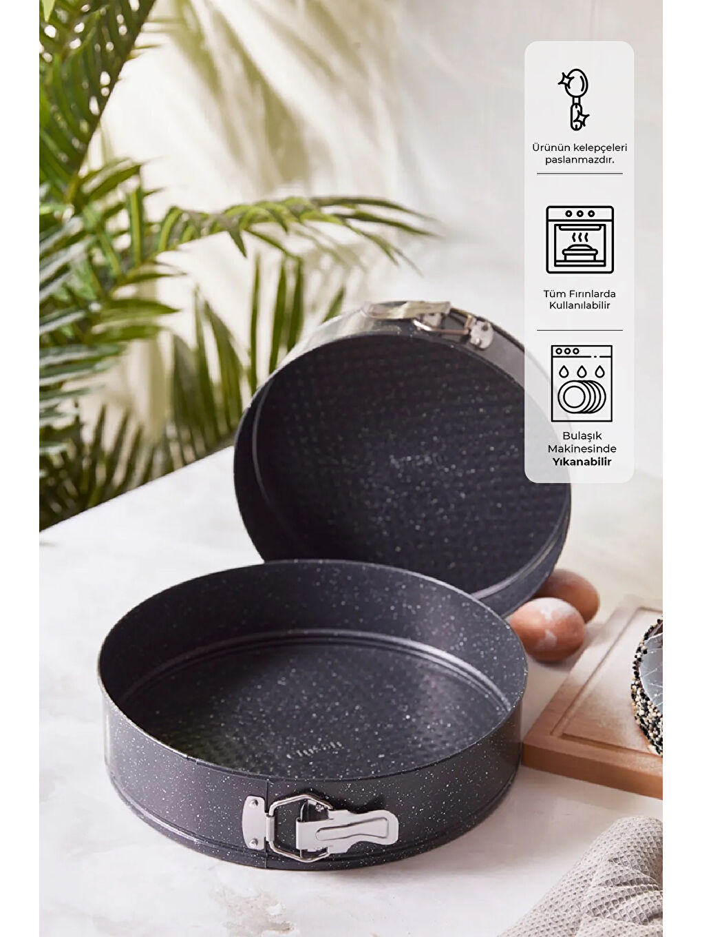 Siyah Circle 2'li Kelepçeli Kek Kalıbı Seti 24-28 cm-1