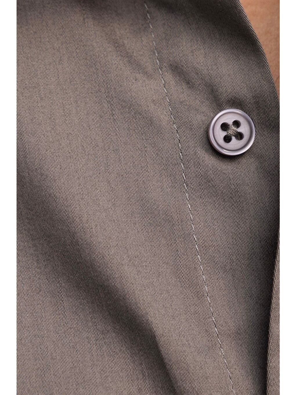 Erkek Regular Fit Klasik Kesim Pamuk Saten, Gri %100 Pamuk Gömlek-4