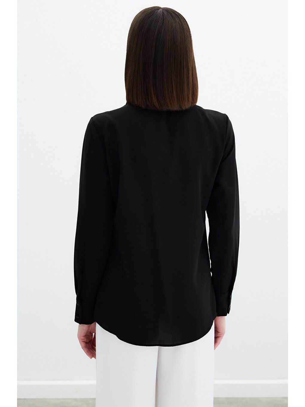 Klasik Düz Gömlek - Siyah-7