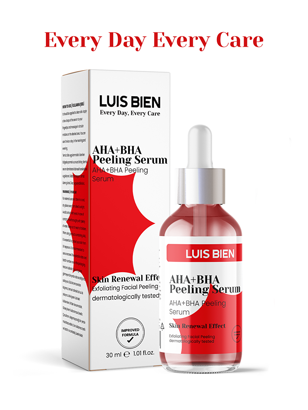 Luis Bien Şeffaf AHA+BHA Cilt Tonu Eşitleyici Kırmızı Peeling Serum 30 ml (Aha 10% + Bha 2%) - 1