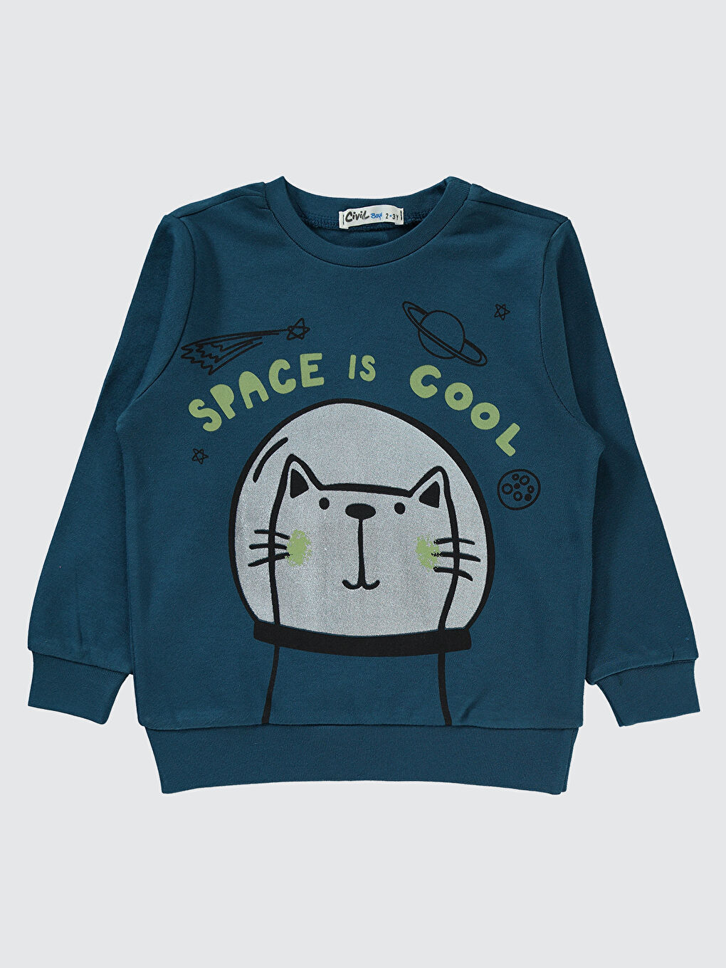 Boys Erkek Çocuk Sweatshirt 2-5 Yaş Petrol Yeşili