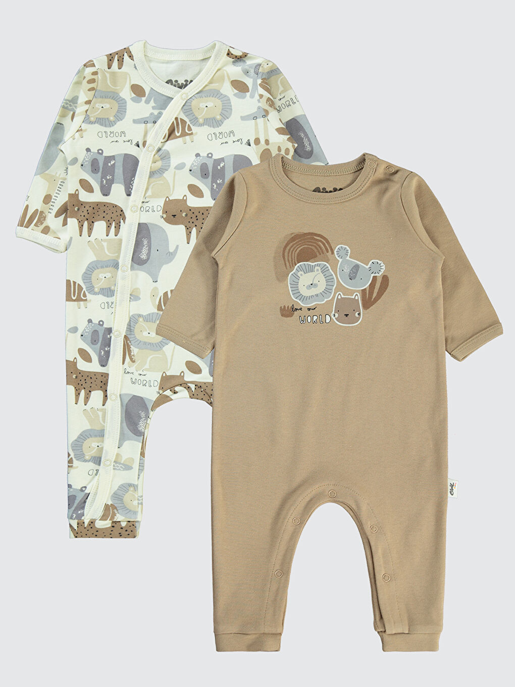 Kahverengi Baby Erkek Bebek 2'li Patiksiz Tulum 3-9 Ay Kahve