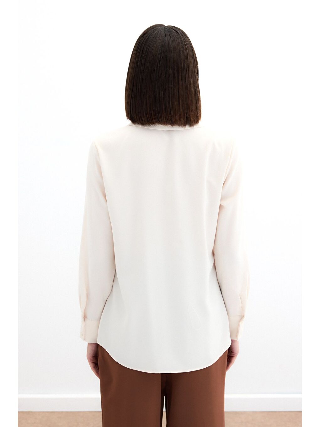 Klasik Düz Gömlek - Bej-6