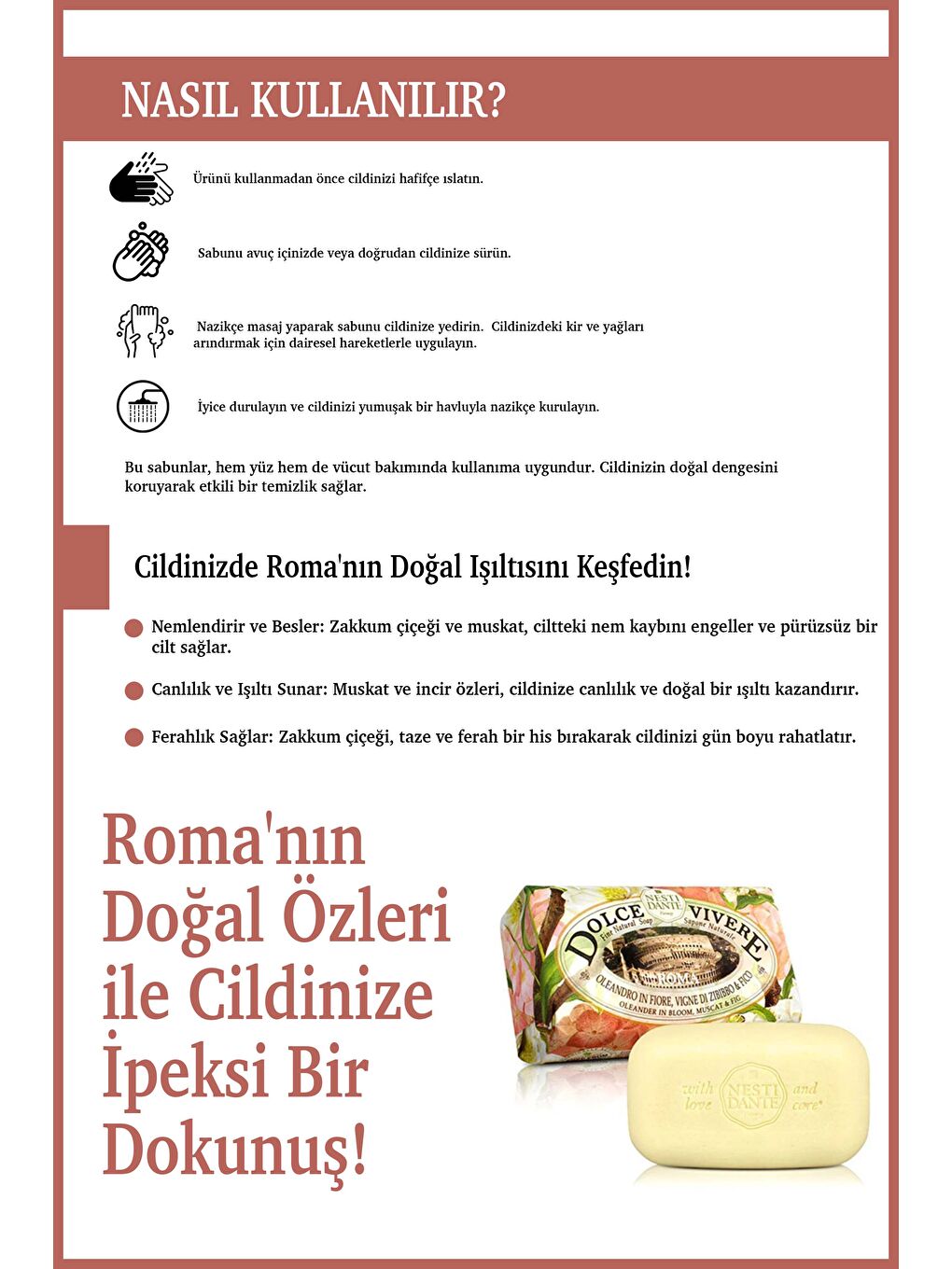 Dolce Vivere Roma Katı Sabun 250 gr | Nemlendirici | Zakkum, Muskat-3