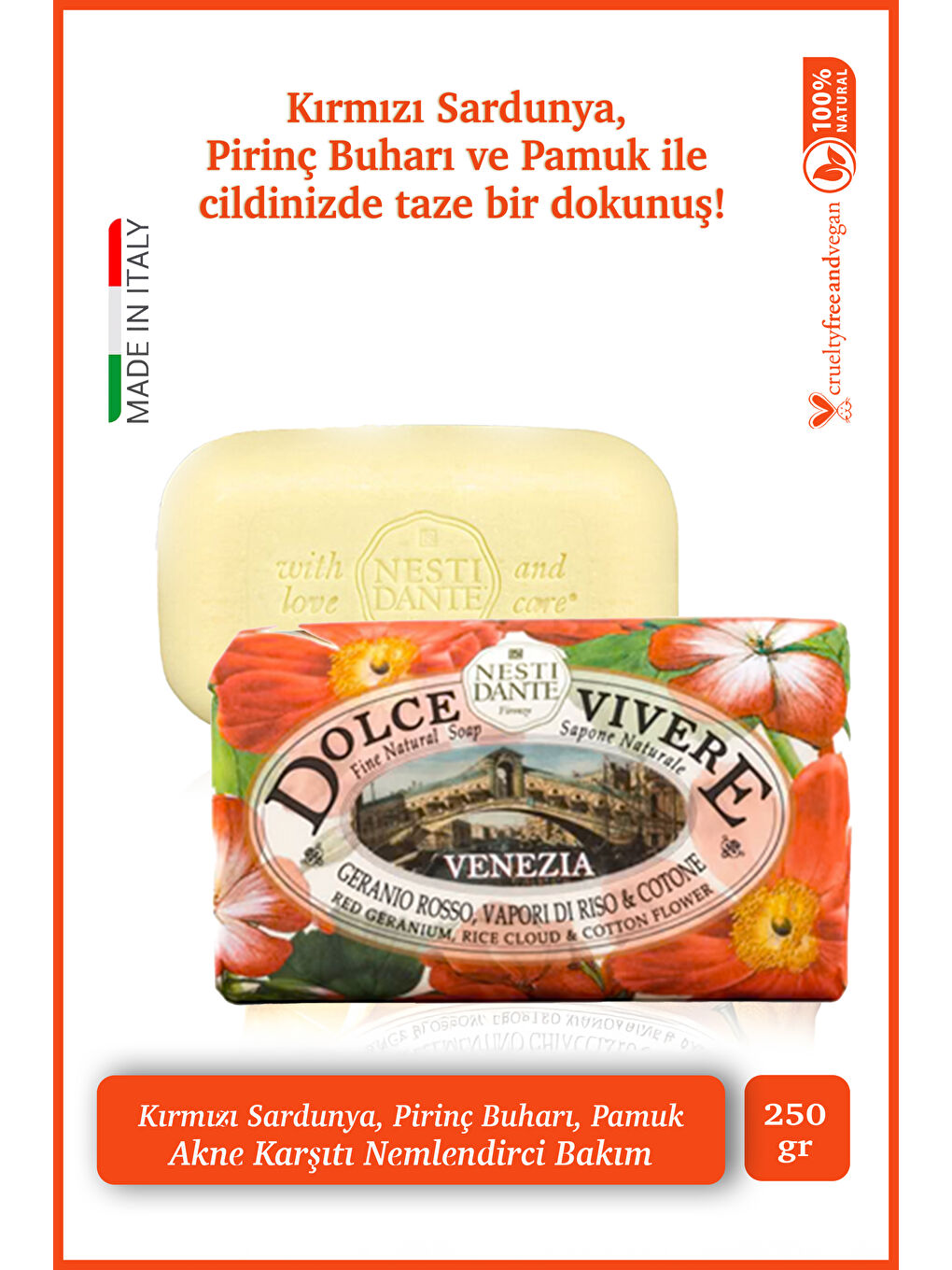 Nesti Dante Dolce Vivere Venezia Katı Sabun 250 gr | Akne Karşıtı ve Nemlendirici Bakım