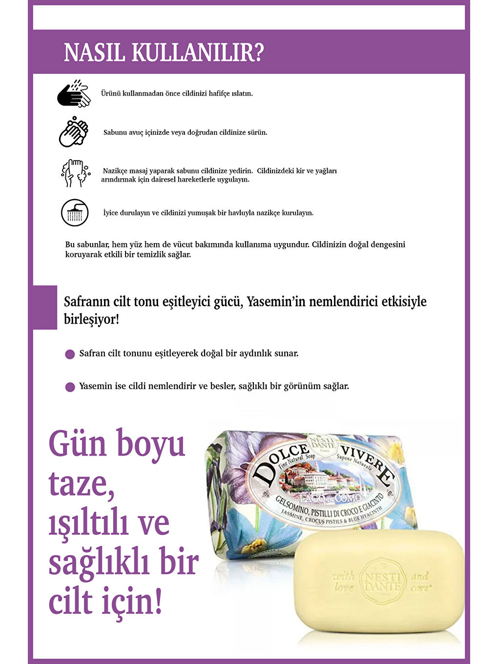 Dolce Vivere Laga Di Como Katı Sabun 250 gr | Cilt Tonu Eşitleyici | Safran, Yasemin-3