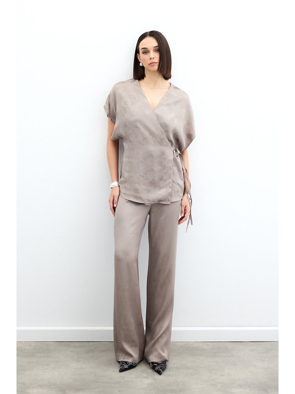 Bej Cepli Bol Pantolon - Vizon-2