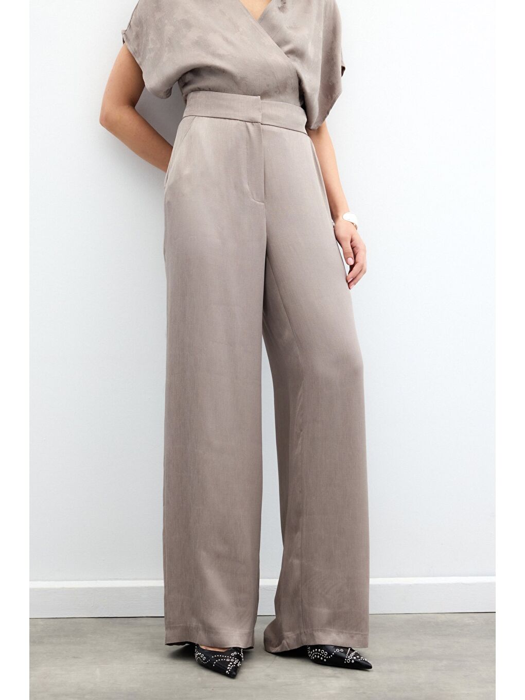 Bej Cepli Bol Pantolon - Vizon-4