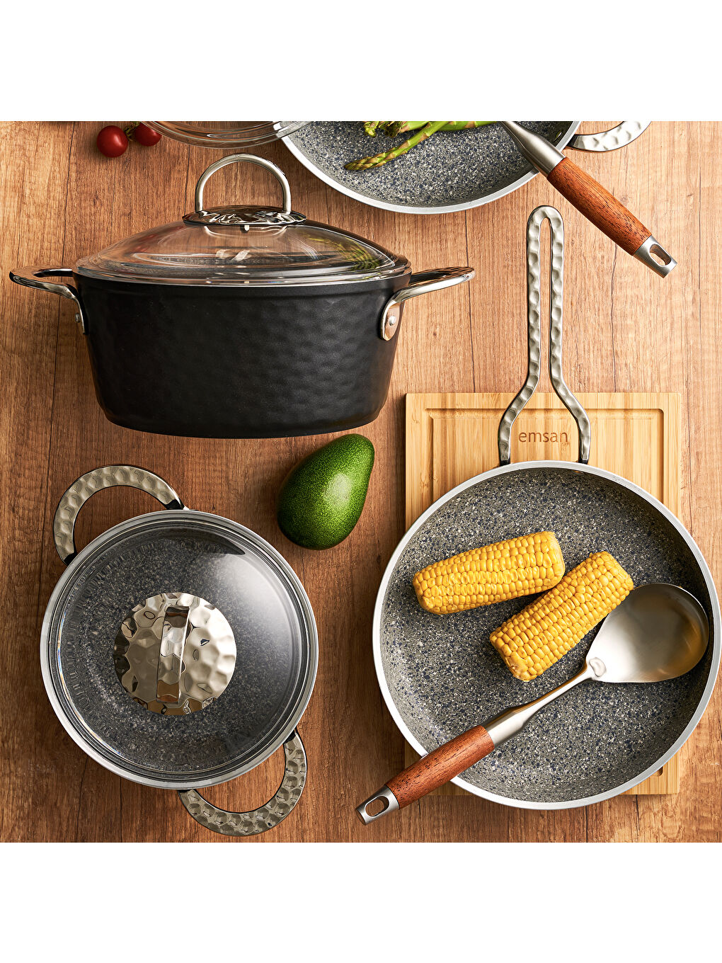 İndüksiyon Tabanlı Nostalji 7 Parça Granit Tencere Seti Siyah-6