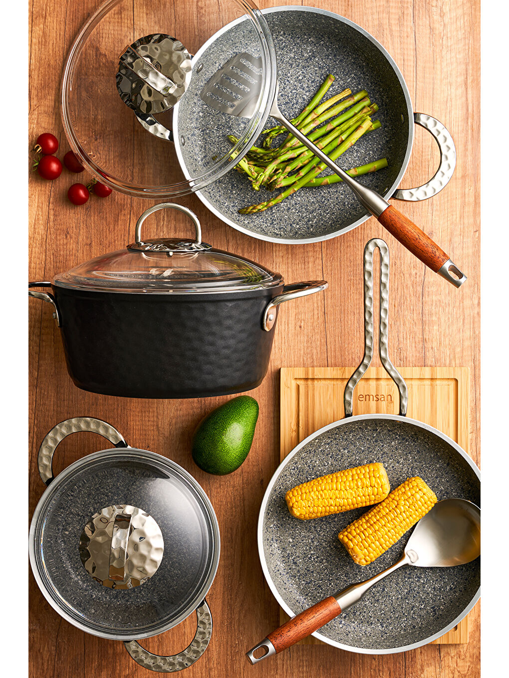 İndüksiyon Tabanlı Nostalji 7 Parça Granit Tencere Seti Siyah-7