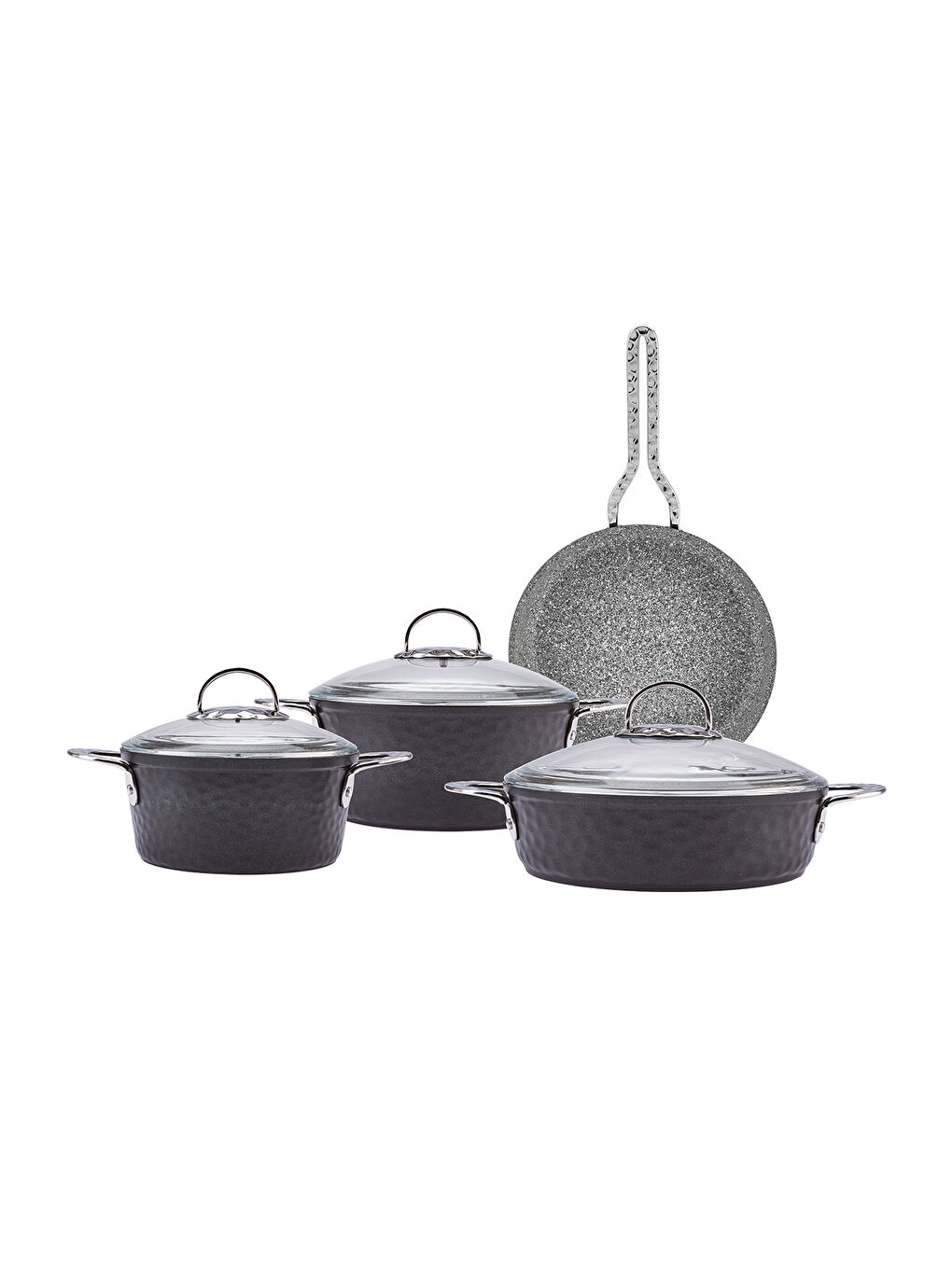 İndüksiyon Tabanlı Nostalji 7 Parça Granit Tencere Seti Siyah-8