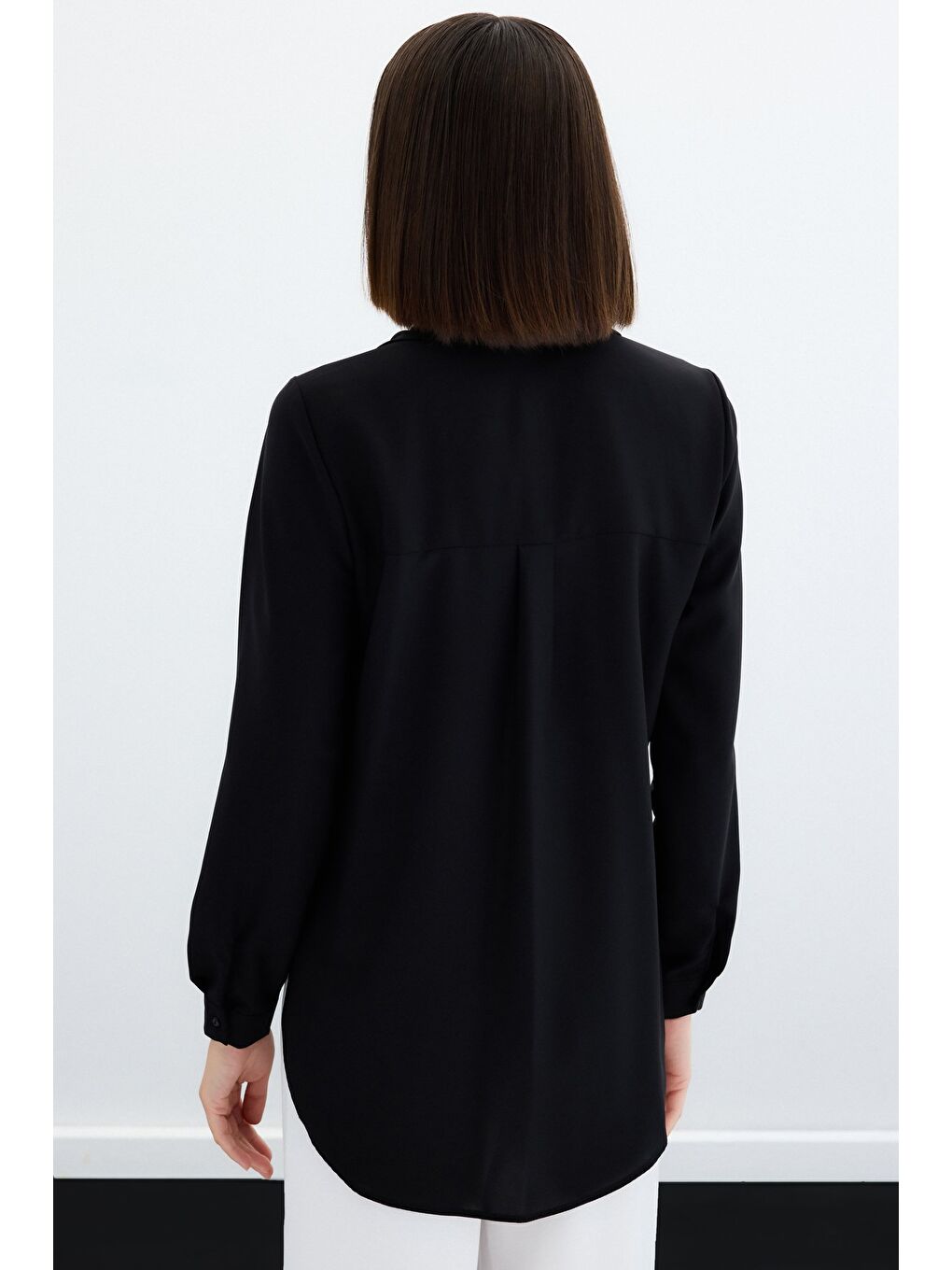 Düz Klasik Gömlek - Siyah-7