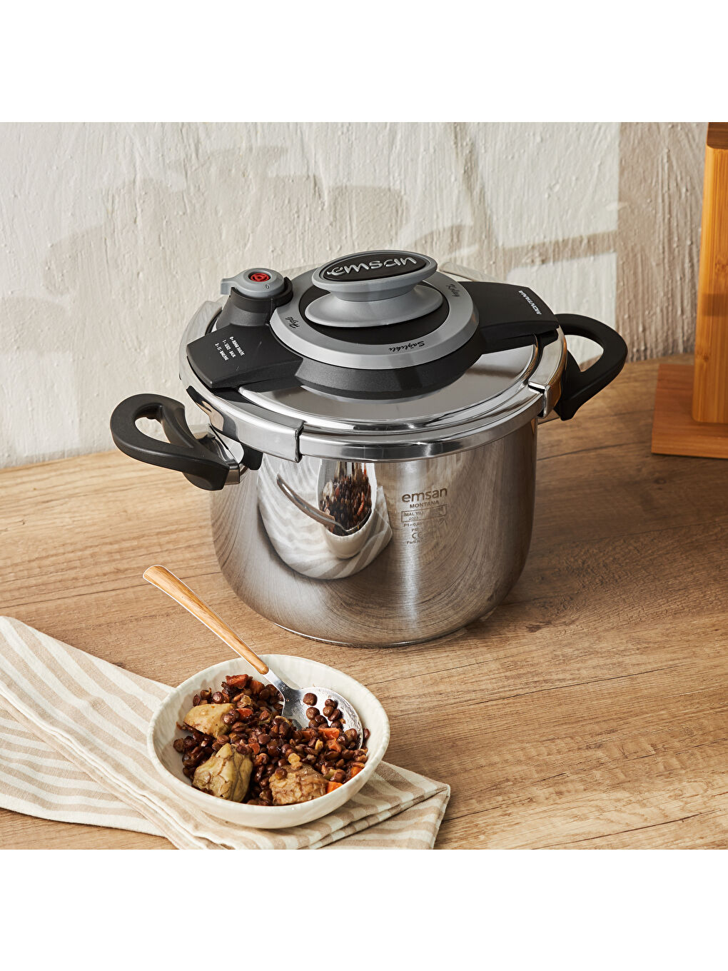 Montana Siyah Gri Düdüklü Tencere 6 Litre-6