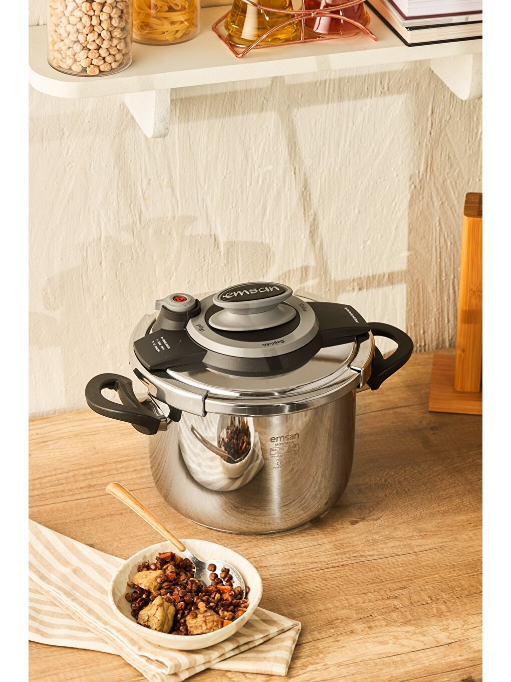 Montana Siyah Gri Düdüklü Tencere 6 Litre-5