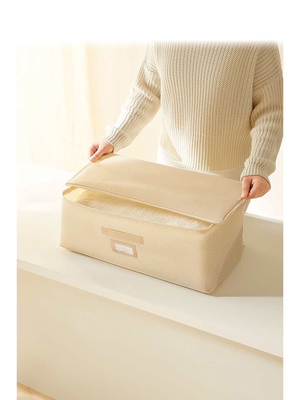 Orta Boy Bej Balıksırtı Hurç 52 x 28 x 21 cm-1