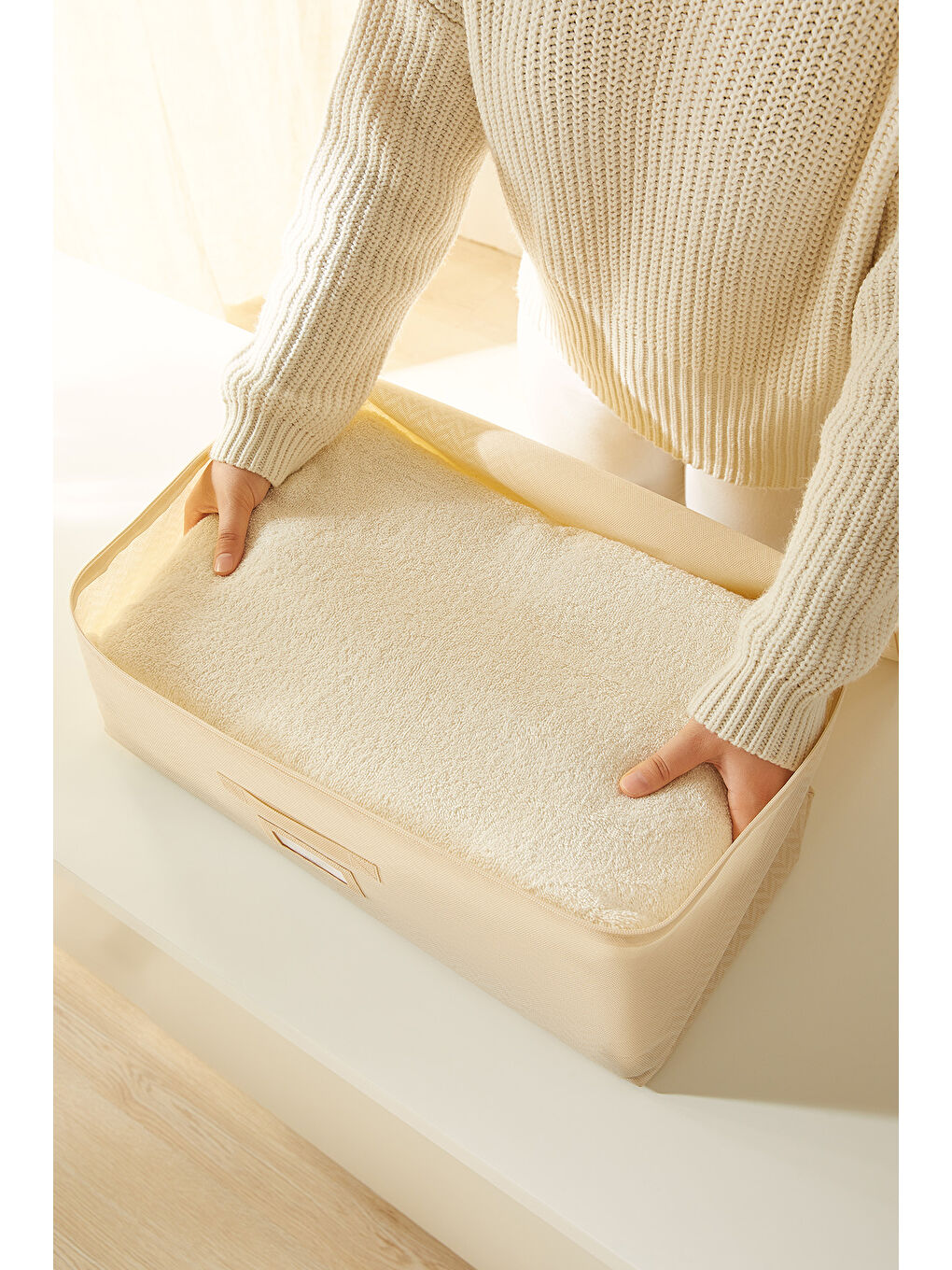 Orta Boy Bej Balıksırtı Hurç 52 x 28 x 21 cm-3