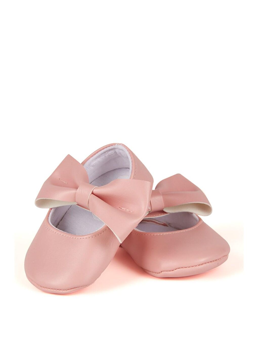 Pembe Kız Bebek Suni Deri Fiyonklu Babet Patik-1