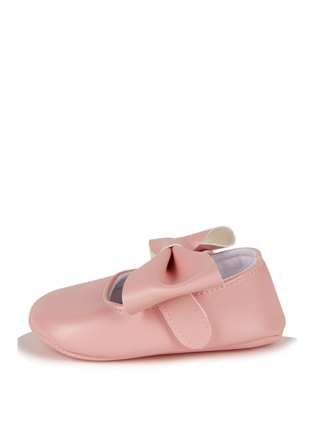 Pembe Kız Bebek Suni Deri Fiyonklu Babet Patik-3