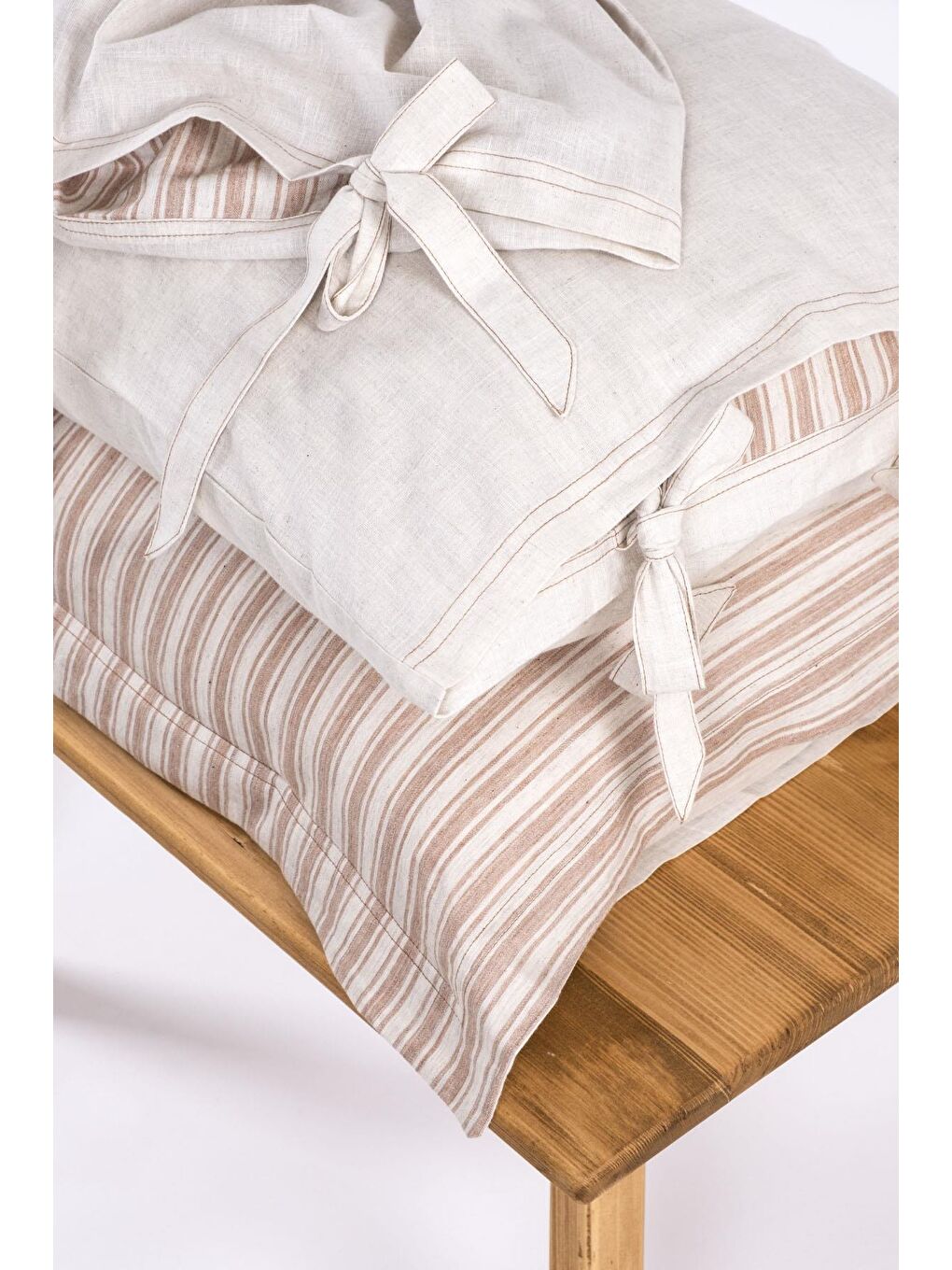 Turuncu Ala Çift Kişilik Nevresim Takımı %100 Organik Pamuk Keten Terra 200x220 Cm-3