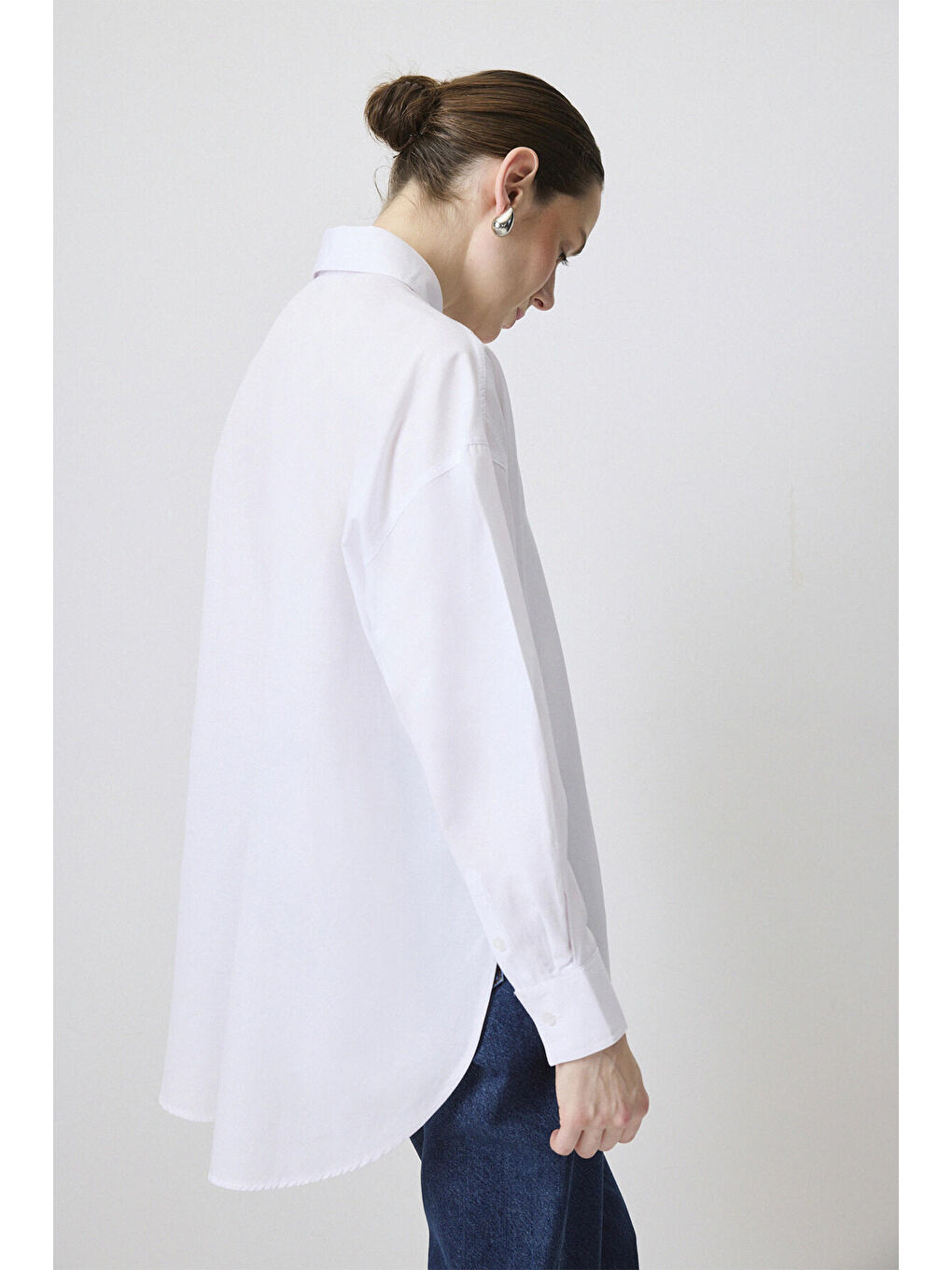 Beyaz Relax Fit Poplin Gömlek-2