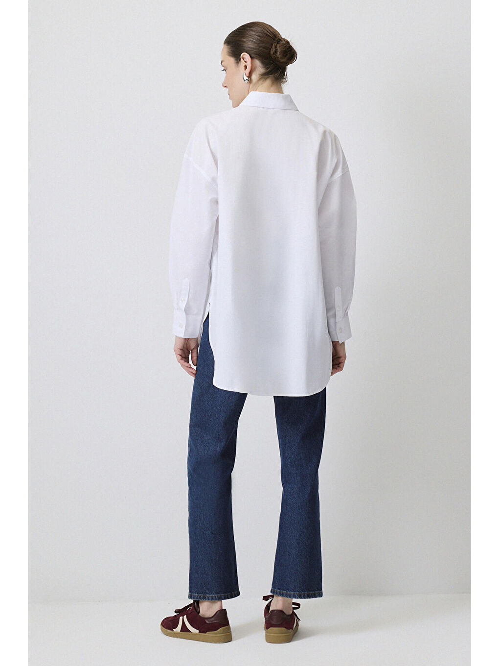 Beyaz Relax Fit Poplin Gömlek-3