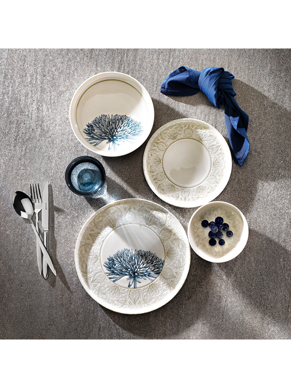 Dolce Yemek Takımı 24 Parça-Mavi-7