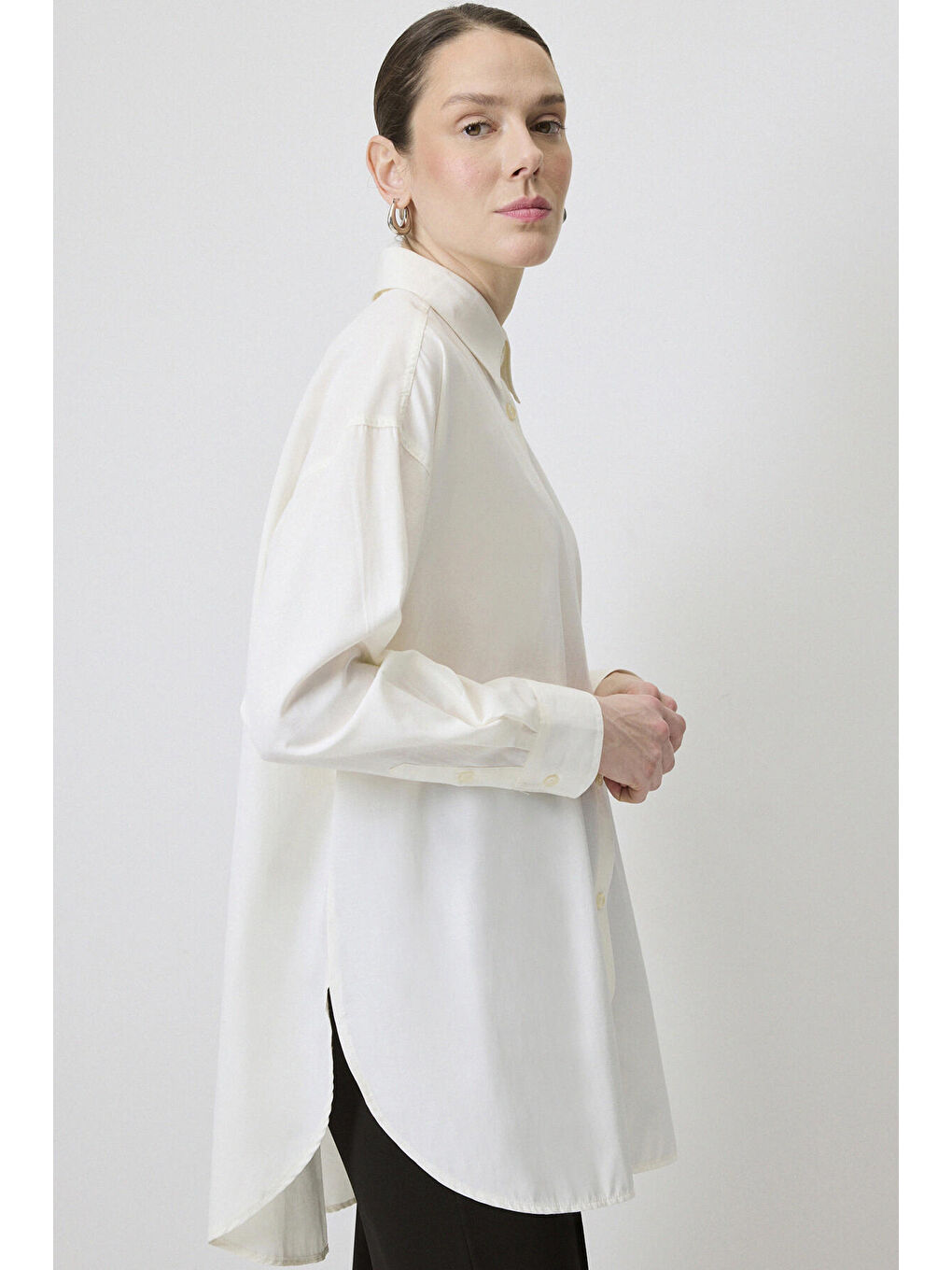 Touche Prive Ekru Relax Fit Poplin Gömlek