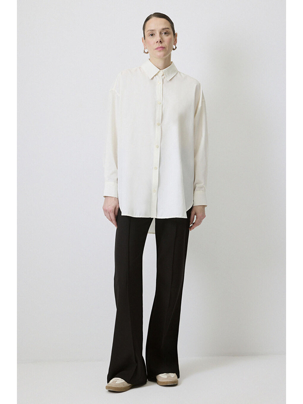 Touche Prive Ekru Relax Fit Poplin Gömlek - 1