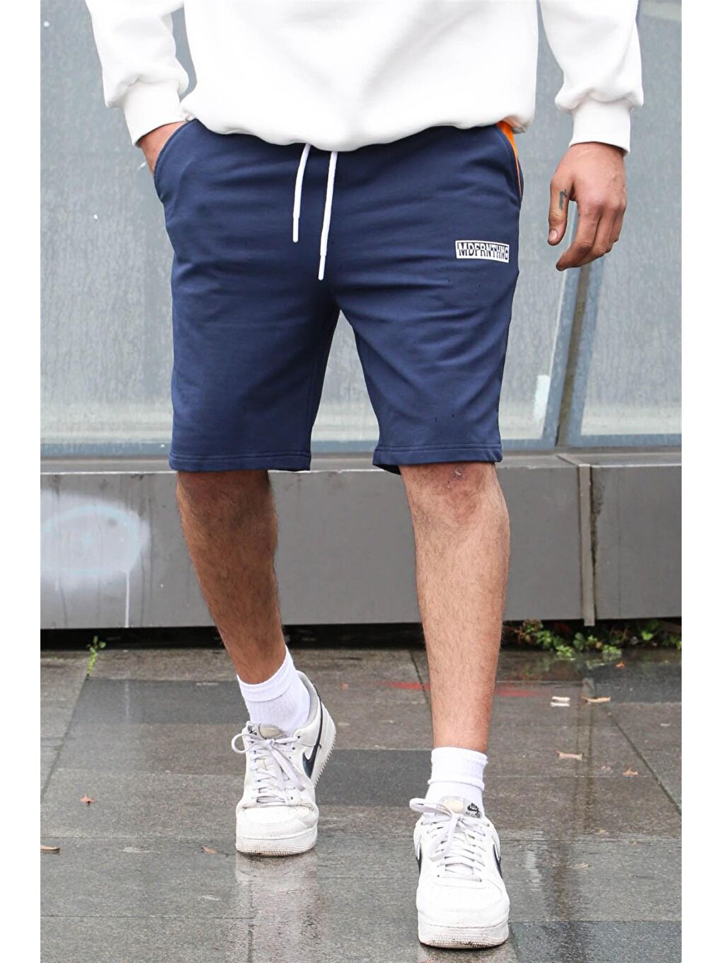 Lacivert Baskılı Erkek Kapri Şort 5487-1