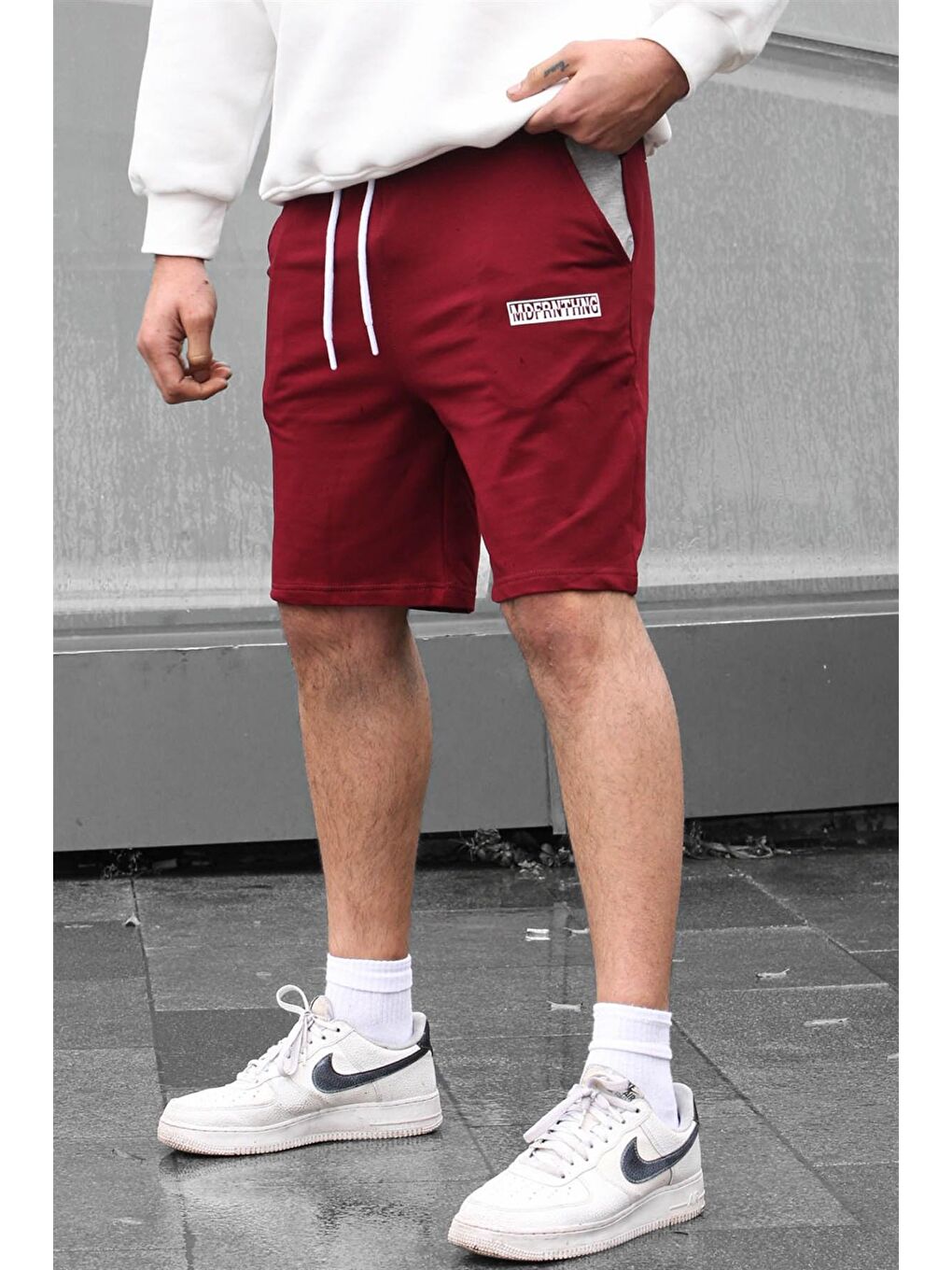 Bordo Baskılı Erkek Kapri Şort 5487-1