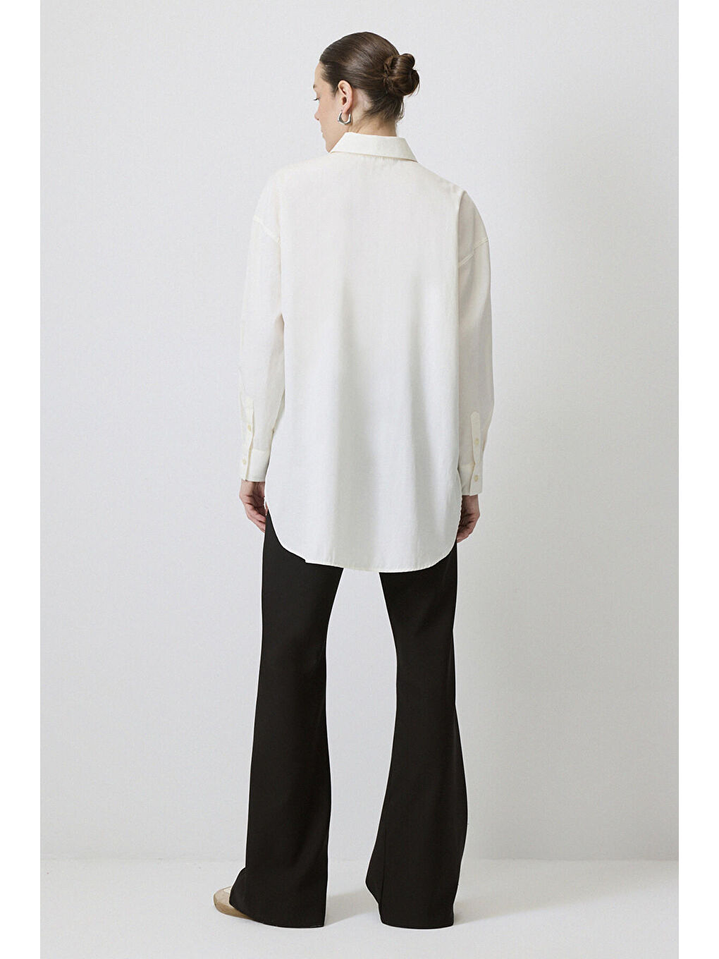Touche Prive Ekru Relax Fit Poplin Gömlek - 3