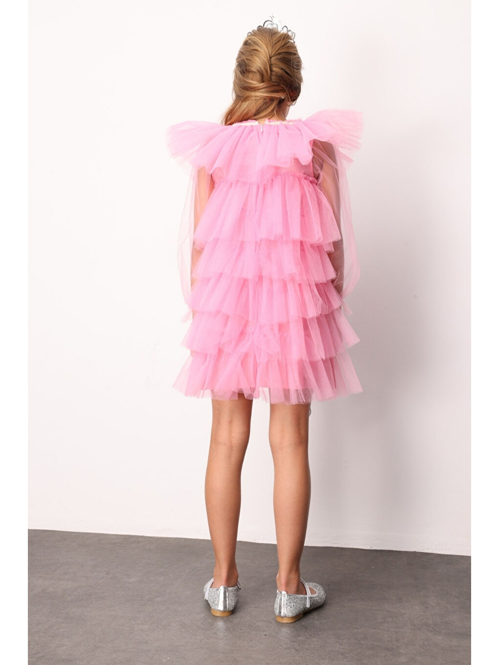 Yeşil Mint Kat Kat Kız Çocuk Tül Elbise - Laura-3