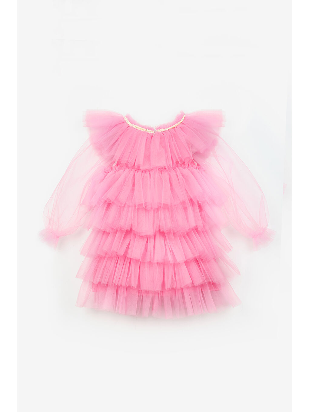 Yeşil Mint Kat Kat Kız Çocuk Tül Elbise - Laura-5