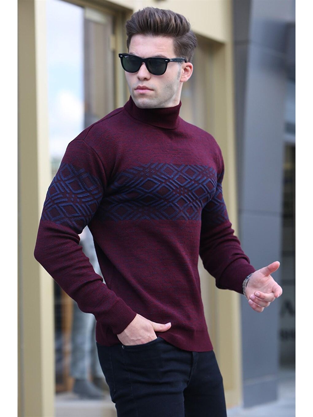 Bordo Balıkçı Yaka Triko Kazak 5970-2