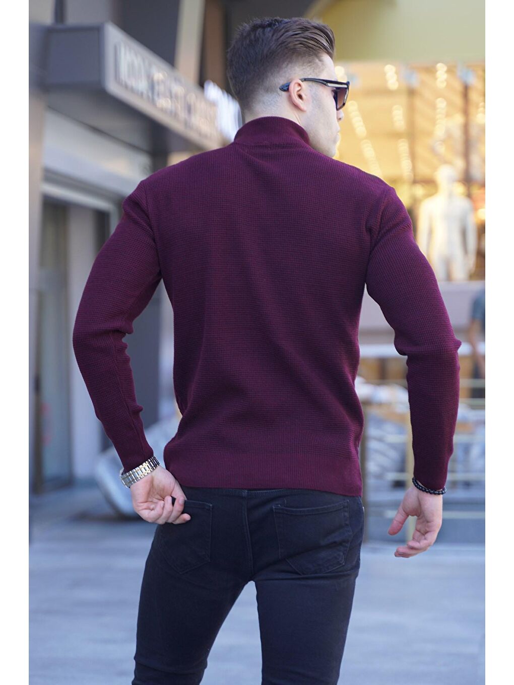 Bordo Yarım Balıkçı Yaka Triko Kazak 5969-1