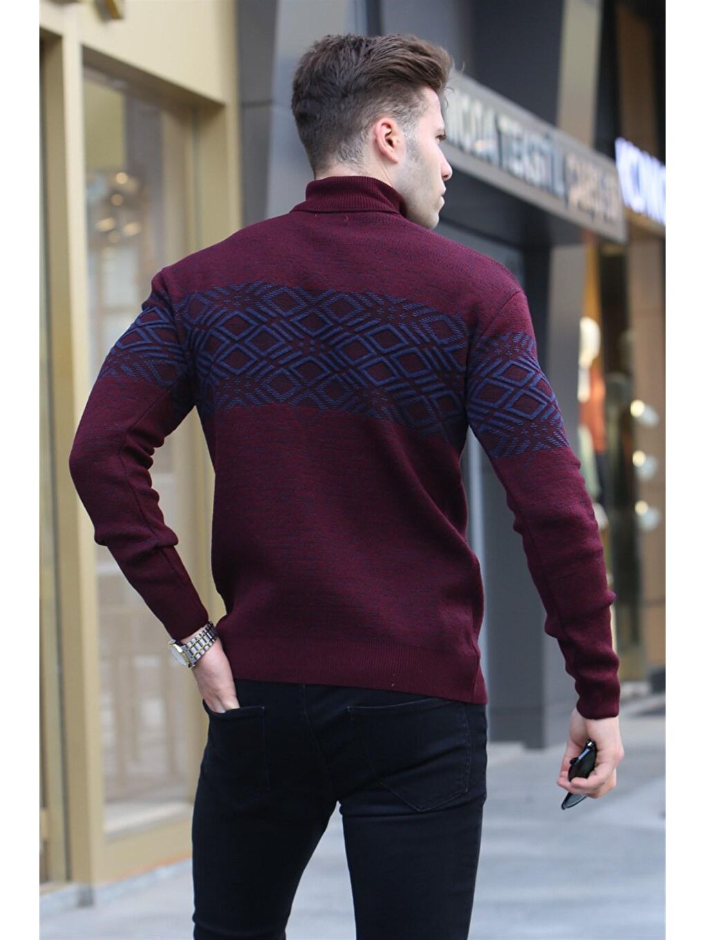 Bordo Balıkçı Yaka Triko Kazak 5970-3