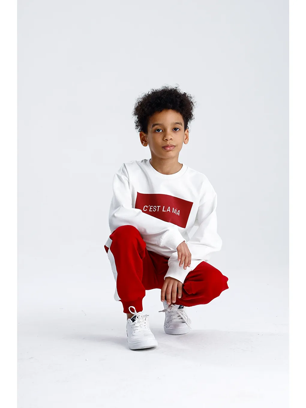 Kırmızı Baskılı Tek Çizgili Eşofman Takım-2