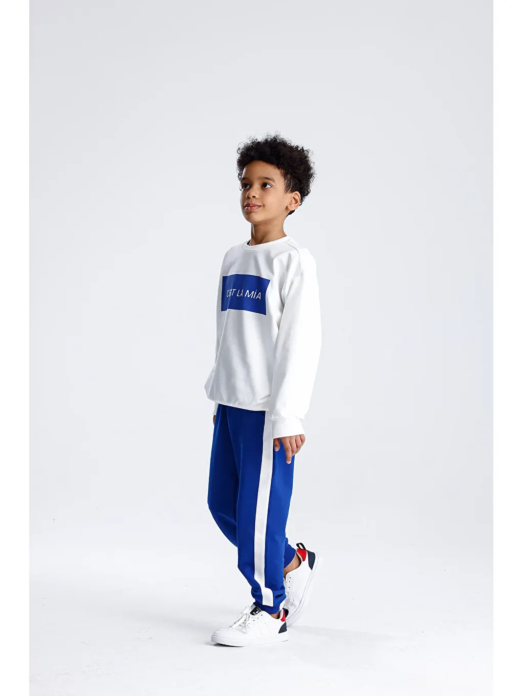 Mavi Baskılı Tek Çizgili Eşofman Takım-2