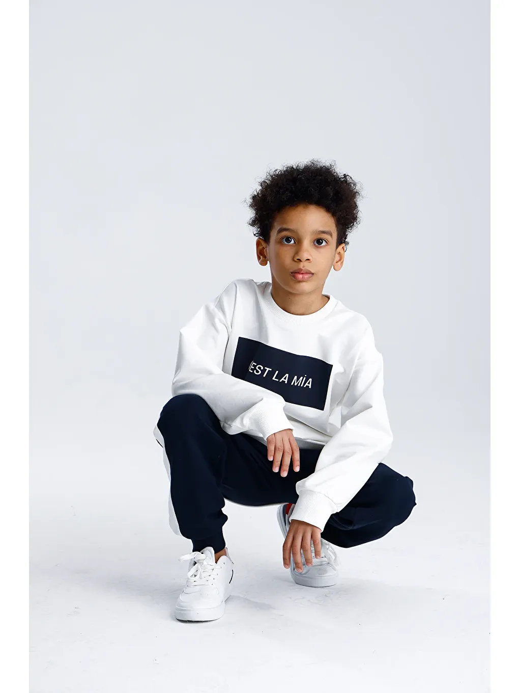 Lacivert Baskılı Tek Çizgili Eşofman Takım-1